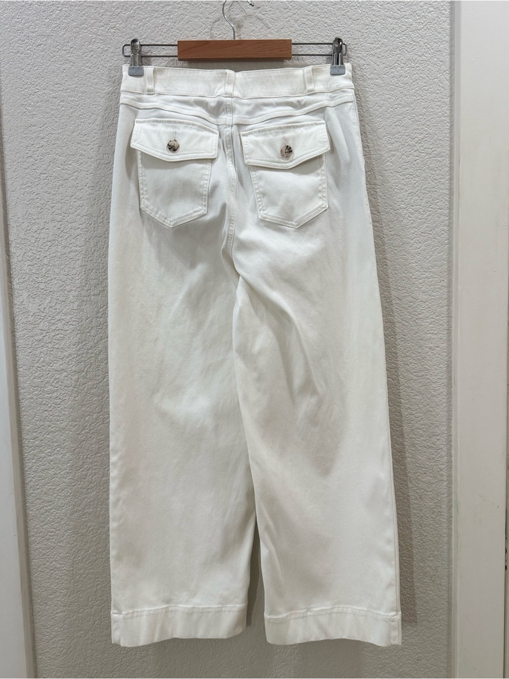 Spanx Stretch Twill Cropped White Wide Leg Pants - Picture 3 of 7